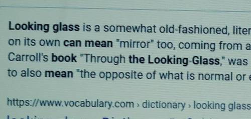 The looking glass is used in a story what is symbolise