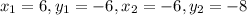 x_1=6, y_1=-6, x_2=-6, y_2=-8