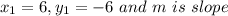 x_1=6, y_1=-6 \ and \ m \ is \ slope