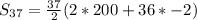 S_{37} = \frac{37}{2}(2 * 200 + 36 * -2)}