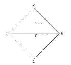 In rhombus ABCD, the diagonals AC and BD intersect at E. If AE = 5 and BE = 12, what is the length o