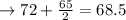 \to 72+ \frac{65}{2} = 68.5