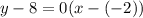 y - 8 = 0(x - (-2))