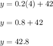 y=0.2(4)+42\\\\y=0.8+42\\\\y=42.8\\\\