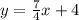 y = \frac{7}{4}x + 4