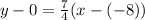 y - 0 = \frac{7}{4}(x -(-8))