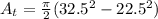 A_{t}=\frac{\pi}{2}(32.5^{2}-22.5^{2})