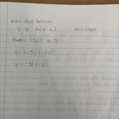 Write an equation in point-slope form of the line that passes through the given point and with the g