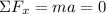 \Sigma F_{x} = ma = 0