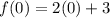 f(0) = 2(0) + 3