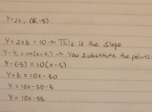 Find the equation of the line that is perpendicular to the given line and passes through the given p