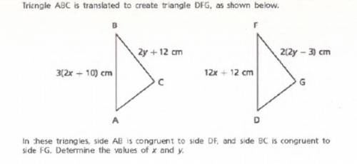 In these triangles, side ab is congruent to side df, and side bc is congruent to side fg. determine 