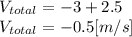 V_{total}=-3+2.5\\V_{total}=-0.5 [m/s]