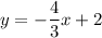 y=-\dfrac{4}{3}x+2