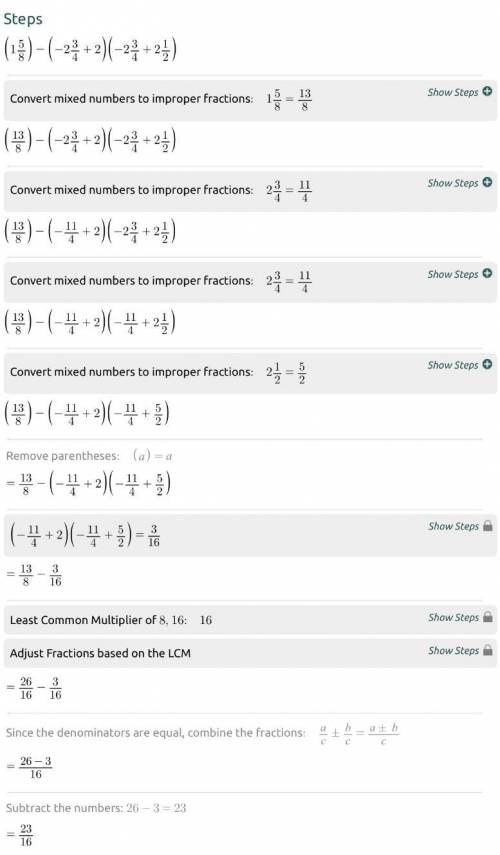 Complete each expression showing all steps, and simplify the final answer to lowest terms (improper