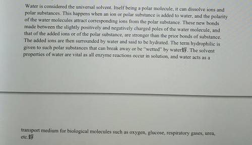 Because many substances dissolve in water, it is considered a universal solvent. which property of w