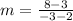 m = \frac{8 - 3}{-3 -2}