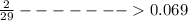 \frac{2}{29} ------- 0.069 \\