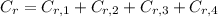 C_{r} = C_{r,1}+C_{r,2}+C_{r,3}+C_{r,4}