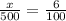 \frac{x}{500} =\frac{6}{100}