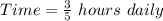 Time = \frac{3}{5}\ hours\ daily