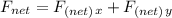 F_{net} = F_{(net)}_x + F_{(net)}_y