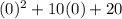 (0)^2 + 10(0) + 20