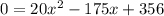 0=20x^2-175x+356