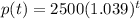 p(t) = 2500(1.039)^t