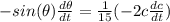 -sin(\theta)\frac{d\theta}{dt}=\frac{1}{15}(-2c\frac{dc}{dt})