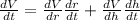 \frac{dV}{dt} = \frac{dV}{dr} \frac{dr}{dt} +\frac{dV}{dh} \frac{dh}{dt}