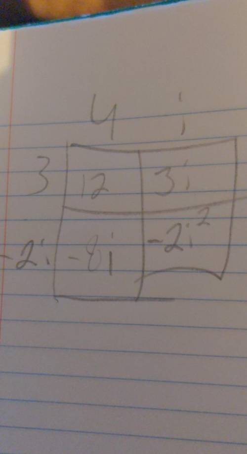 PLEASE HELP!!
multiplying complex numbers 
standard form
(3-2i)(4+i)