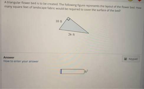 A triangular flower bed is to be created. The following figure represents the layout of the flower b