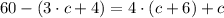 60-\left(3\cdot c+4\right)=4\cdot\left(c+6\right)+c