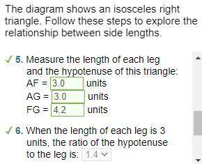 What is the answer to this?

The diagram shows an isosceles right triangle. Follow these steps to ex