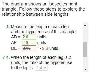 What is the answer to this?

The diagram shows an isosceles right triangle. Follow these steps to ex