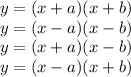 y=(x+a)(x+b)\\y=(x-a)(x-b)\\y=(x+a)(x-b)\\y=(x-a)(x+b)