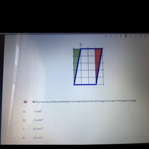 Find the area of the parallelogram by imagining that the red triangle is on top of the green triangl