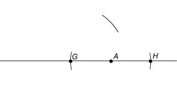 15 ! the diagram shows a stage in the construction of a line perpendicular to line gh through