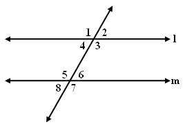 identify a pair of vertical angles. assume: angle l is vertical to angle m