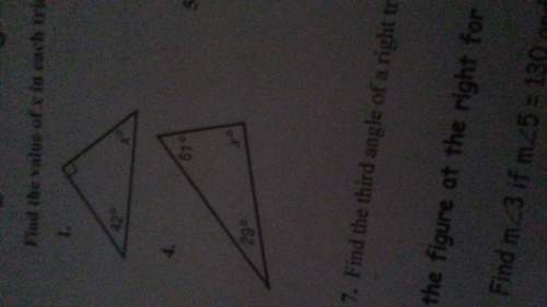 Find the value of x in each triangle