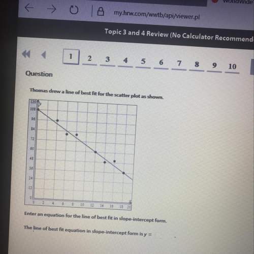 Cuestion thomas drew a line of best fit for the scatter plot as shown. enter an eq