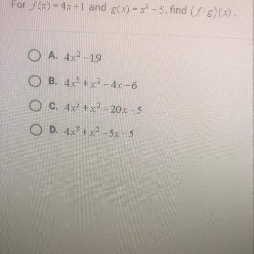 For f(x)=4x+1 and g(x)=x^2-5, find (f•g)(x)