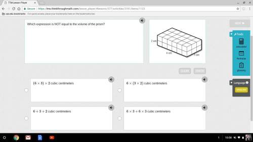 Which expression is not equal to the volume of the prism?