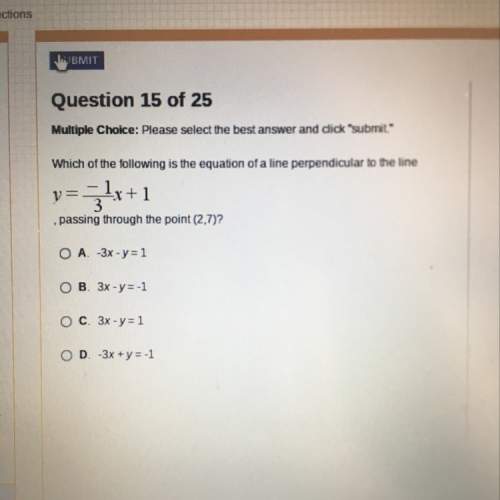 Which of the following is the equation of a line perpendicular to the line y=-1x/3+1, passing throug