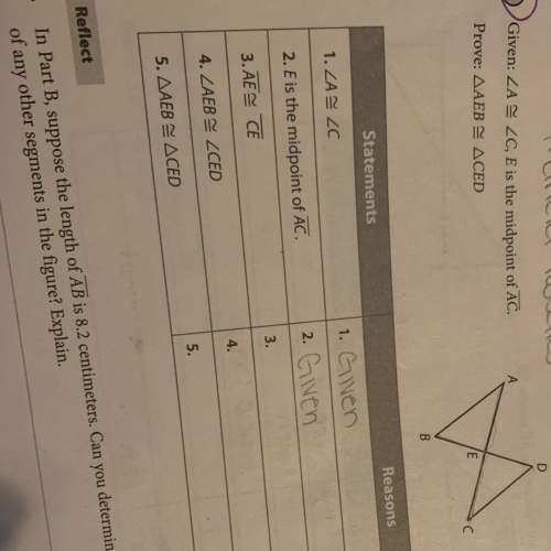 Given: ∠ a = ∠ c, e is the midpoint of ac prove: △aeb △ced