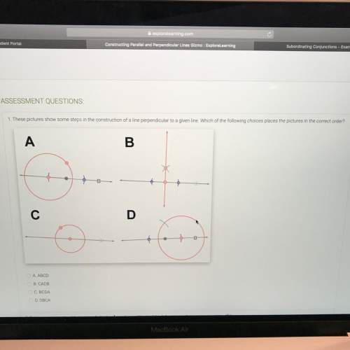 These pictures show some steps in the construction of a line perpendicular to a given line. which of