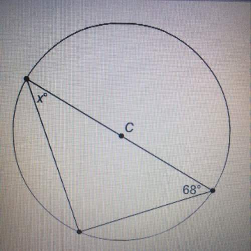 In circle c, what is the value of x?  x=112 degrees x=90 degrees x=68 degree