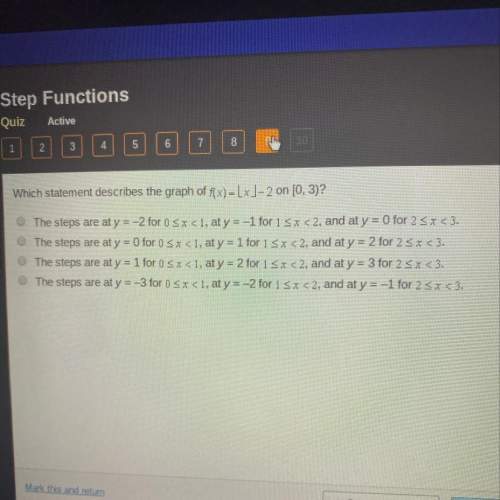 Which statement describes the graph of f(x)=[x]-2 on (0, 3)?