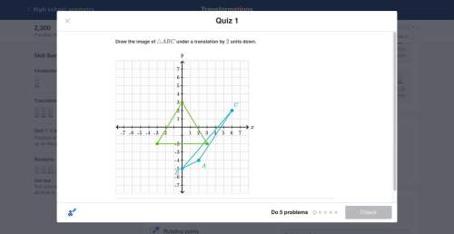 Draw the image of △ a b c △abc triangle, a, b, c under a translation by 2 22 units down.